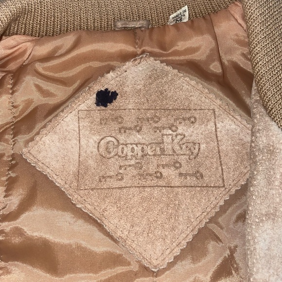 Y2K Vintage Tan Genuine Suede Leather Bomber Coat Jacket - Picture 3 of 4